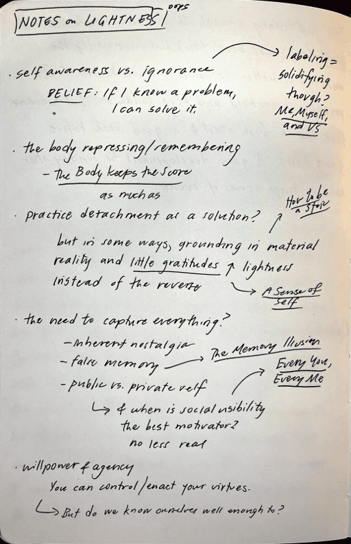 journal page about recent reads