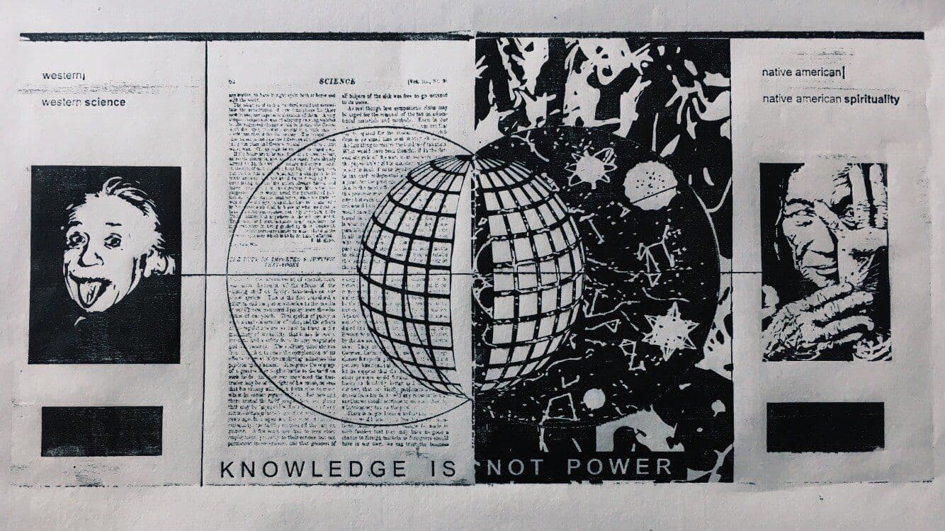 A newsprint art piece.
