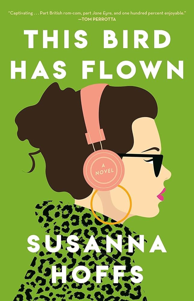 Illustrated profile of a woman with a dark brunette bun, gold hoops, and over-ear headphones.