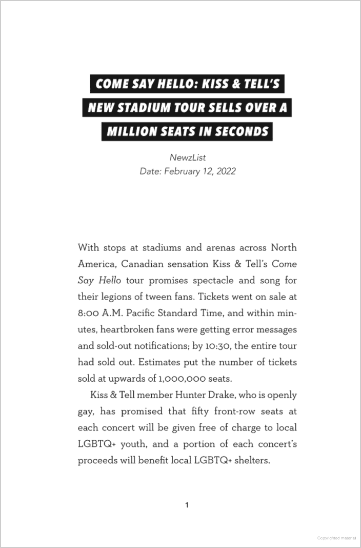First page of Kiss & Tell by Adib Khorram