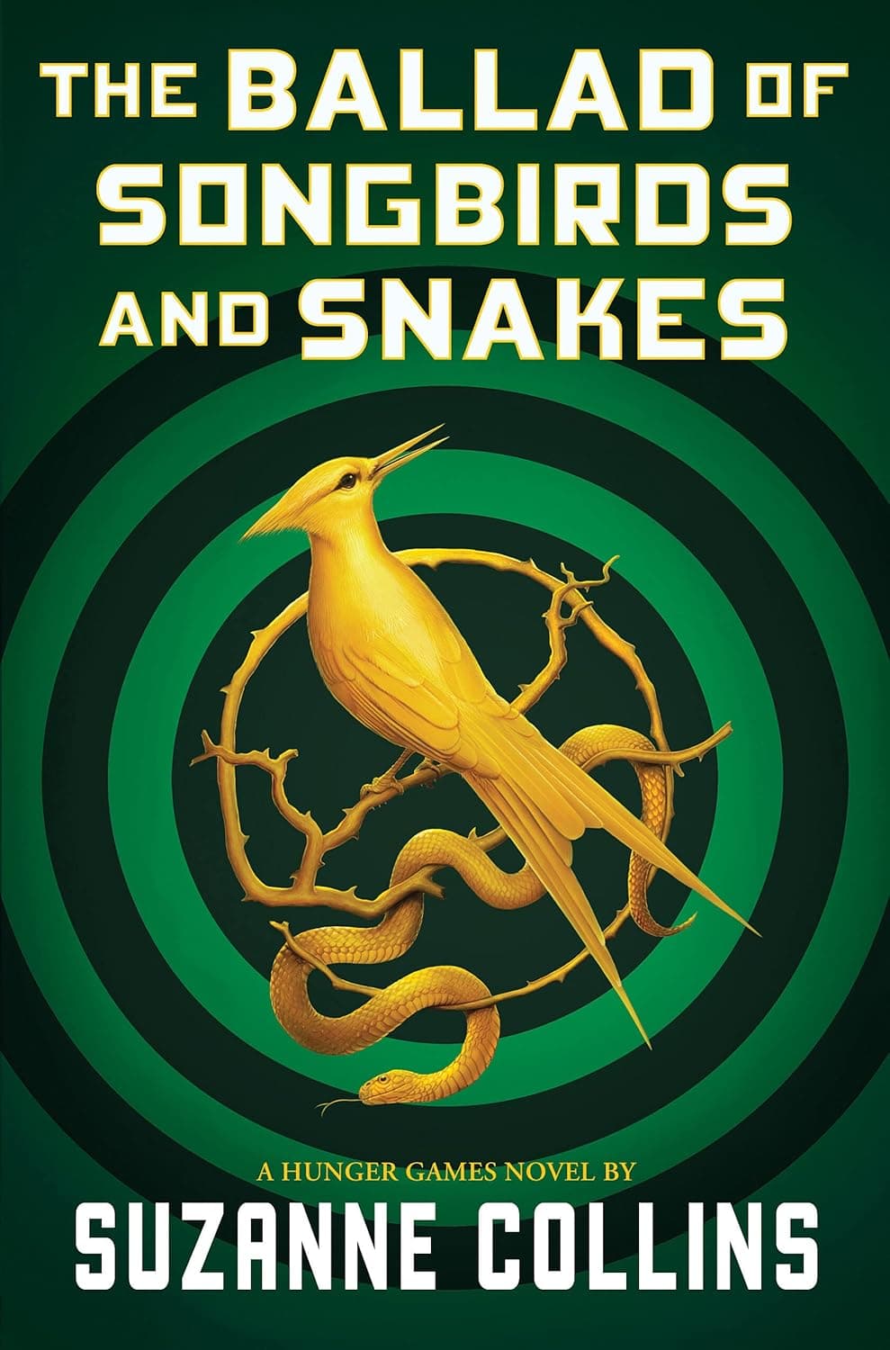 Green book cover featuring a golden bird pin with a snake entwined with it.