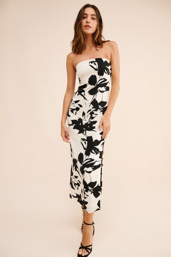strapless midi dress